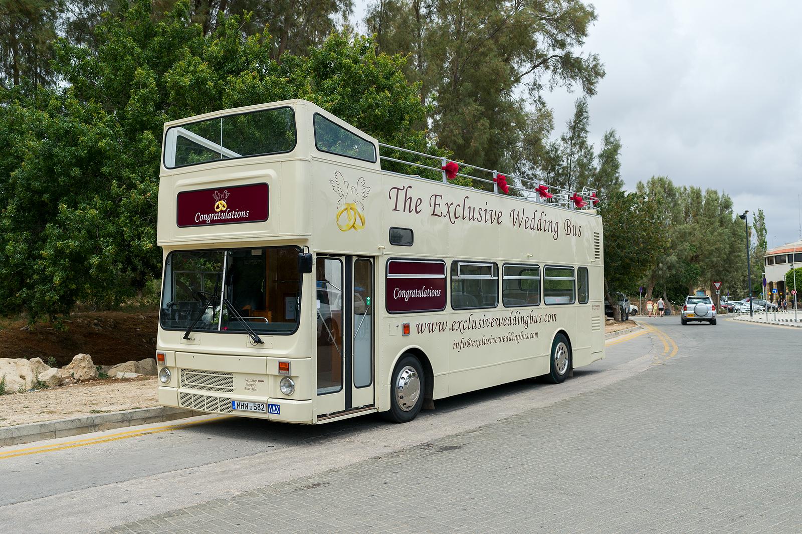 Tourist Bus For A Wedding A Walk In The City Of Paphos, Republic